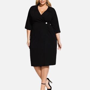 City Chic Dress Carmen  Black Elbow Length Sleeve Formal/Occasion Dress  Size 18